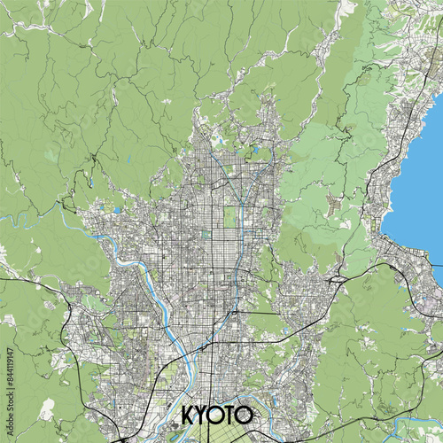 Kyoto, Japan map poster art