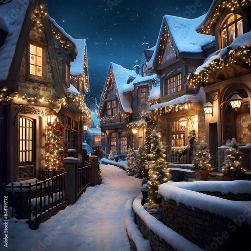 Winter in the village. Christmas and New Year. Beautiful winter landscape.