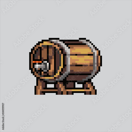 Pixel art illustration Rum Barrel. Pixelated Wood Barrel. Wood Room Barrel pixelated for the pixel art game and icon for website and video game. old school retro.