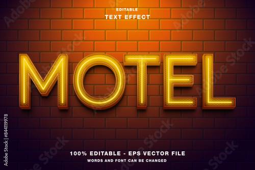 Motel Neon Sign 3d Editable Text Effect Template Style Premium Vector
