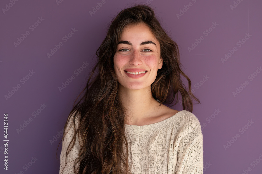 Fototapeta premium A close up portrait of a young woman with a subtle smile