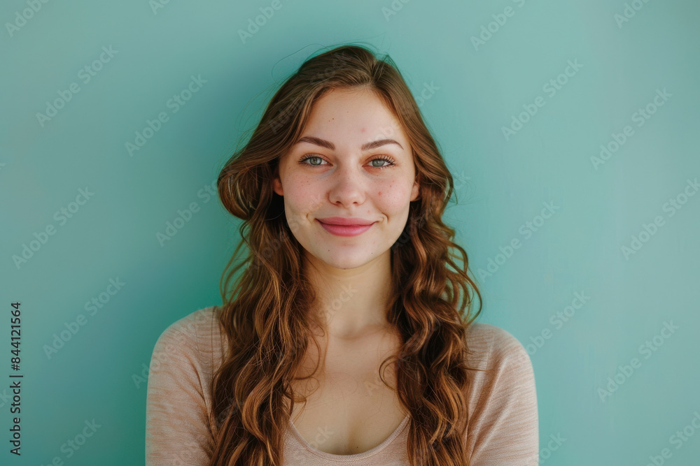Fototapeta premium A close up portrait of a young woman with a subtle smile