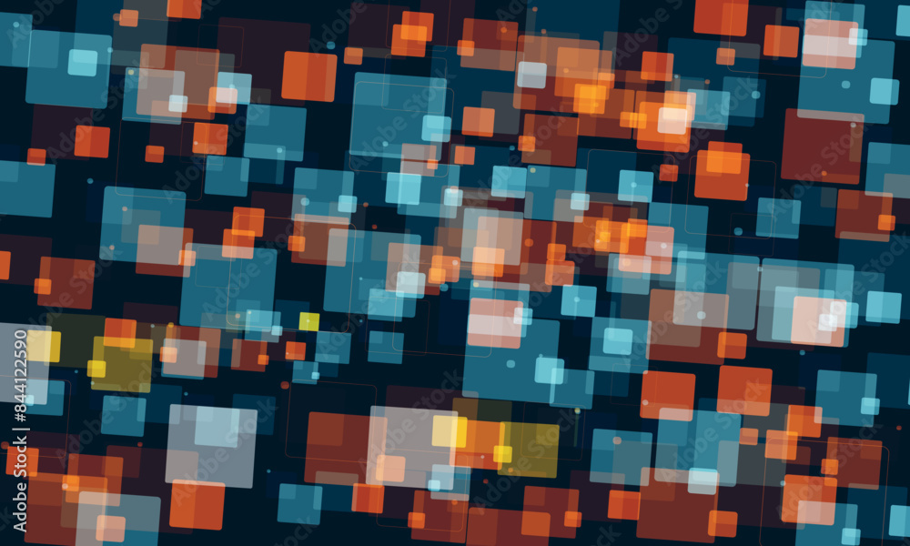 Fototapeta premium Polygon cube mosaic background in dark colors. abstract colorful squares. dimension space.