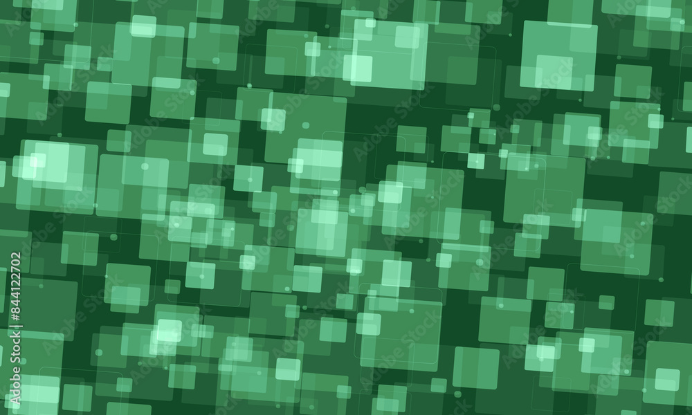Polygon mosaic background with transparencies in dark green colors. abstract green background with cubes.