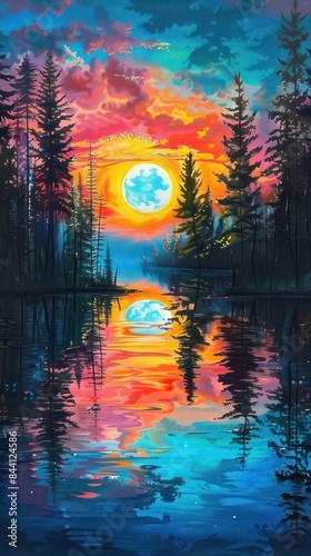 sunset over the river