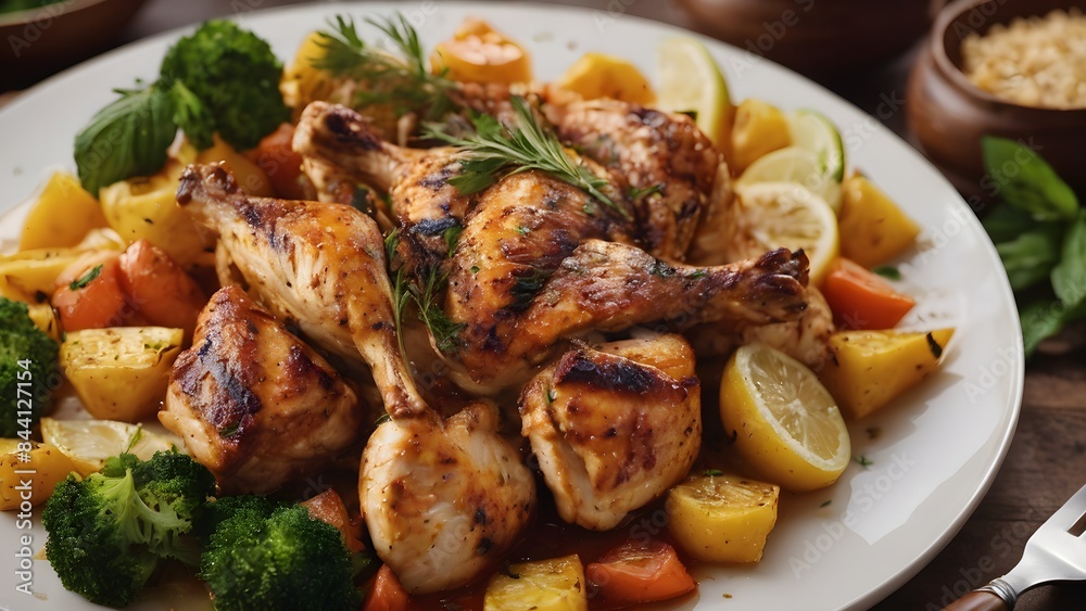 A fragrant grilled chicken dish with a tantalizing aroma A fragrant grilled chicken dish with a tantalizing aroma