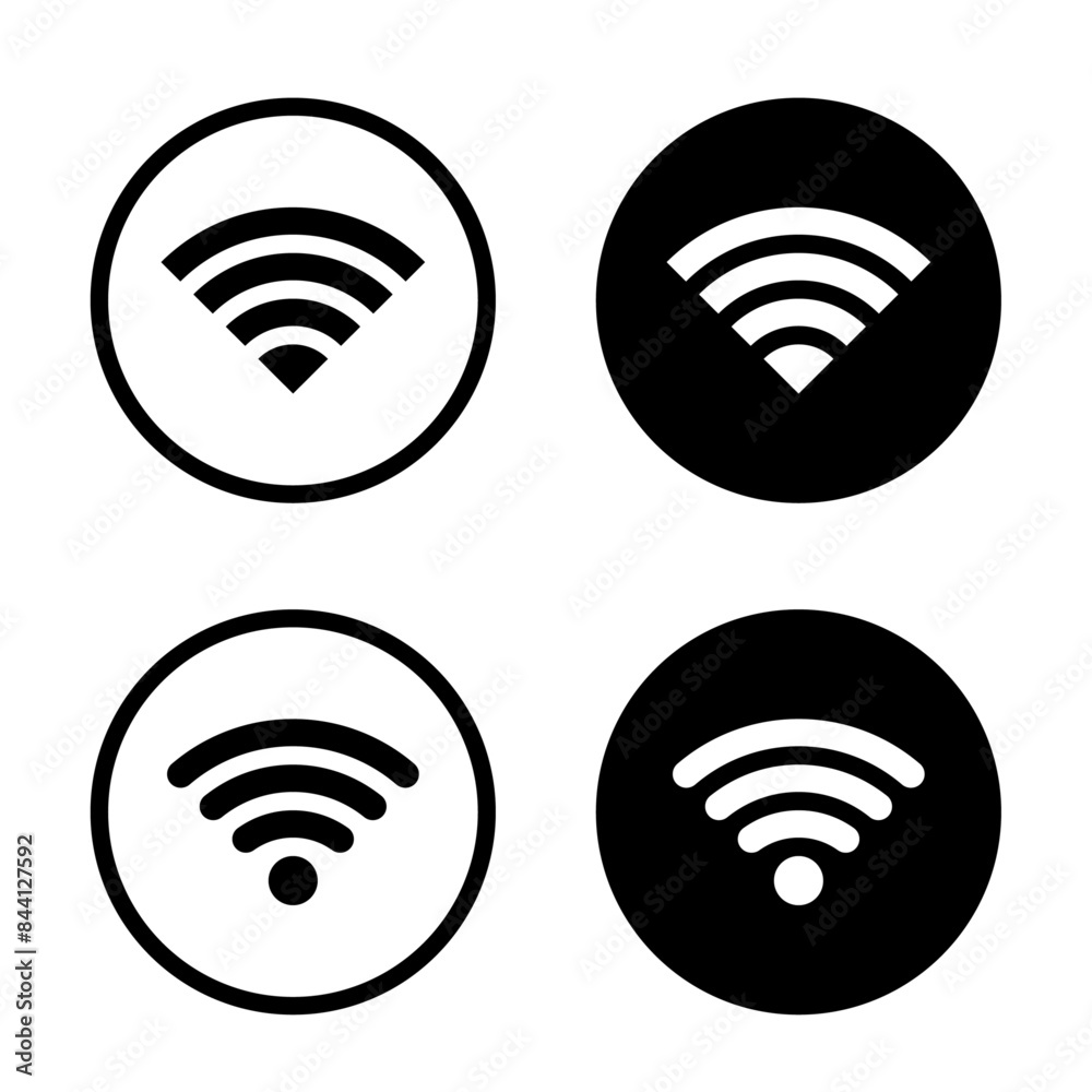 Vector Wifi Icon In Circle Set Vector Wifi Icon In Circle Set