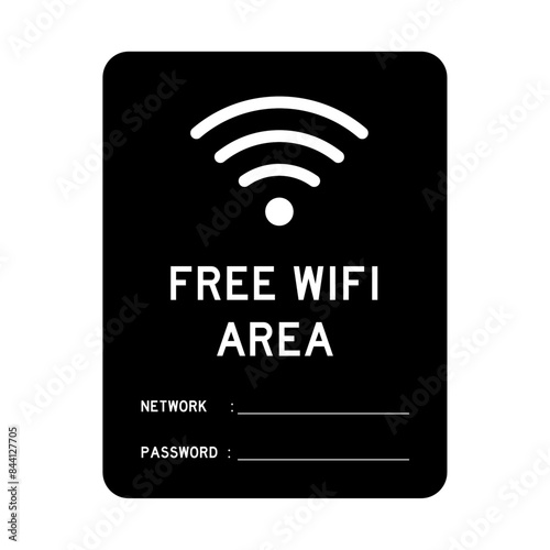 Vector Free Wifi Area Sign. Wifi Netword And Password Connection