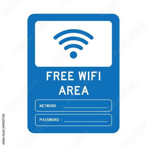 Vector Free Wifi Area Sign. Wifi Netword And Password Connection