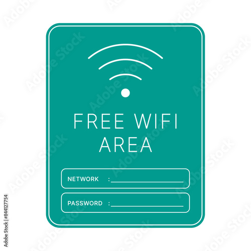 Vector Free Wifi Area Sign. Wifi Netword And Password Connection