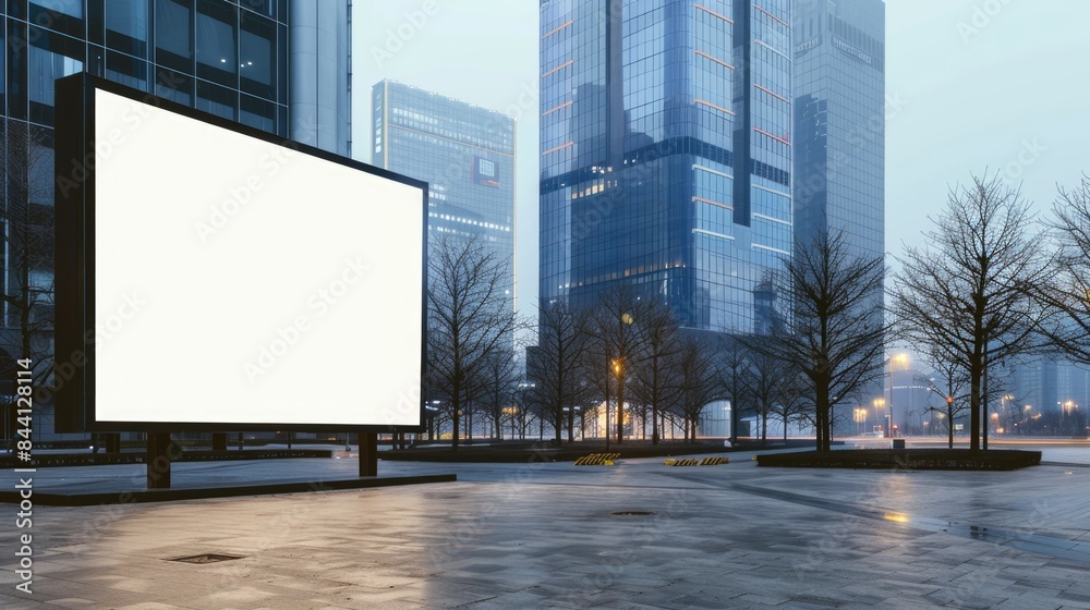 A big digital screen for outdoor media with a blank advertising mockup in an urban city A big digital screen for outdoor media with a blank advertising mockup in an urban city