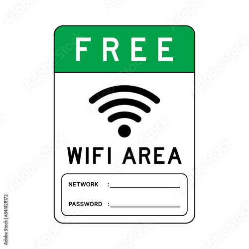Vector Free Wifi Area Sign. Wifi Netword And Password Connection
