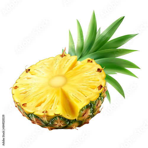 A realistic slice of pineapple complete with its gold
