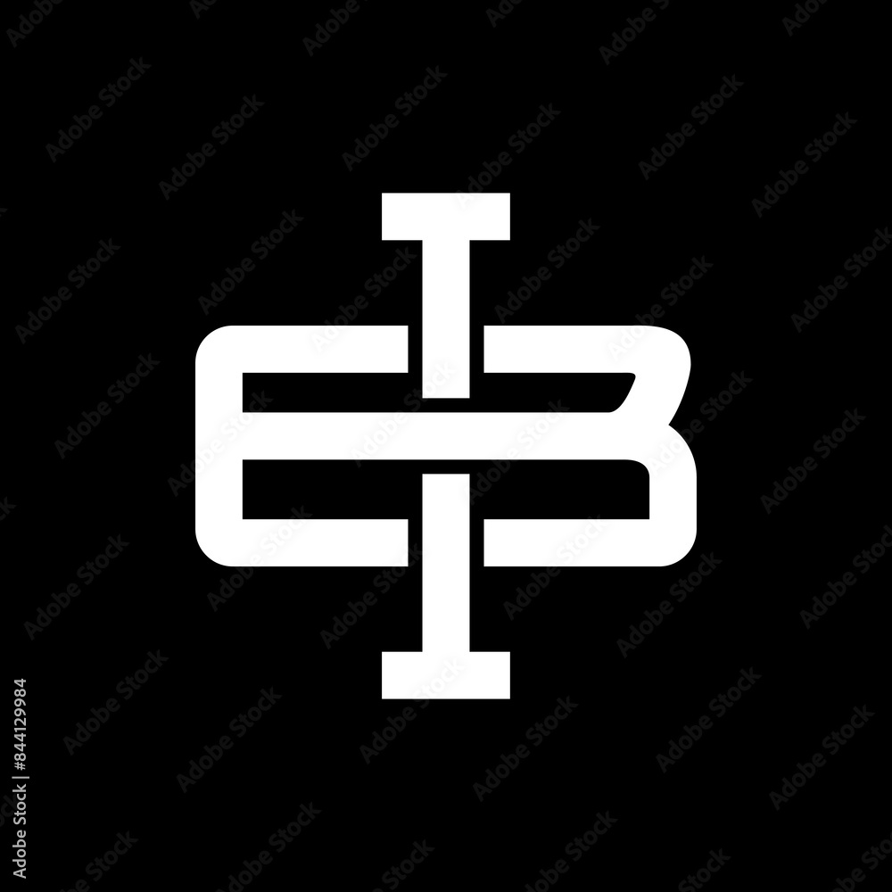Initial letters B and I, BI, IH, logo, overlapping, monogram, white color on black background Initial letters B and I, BI, IH, logo, overlapping, monogram, white color on black background