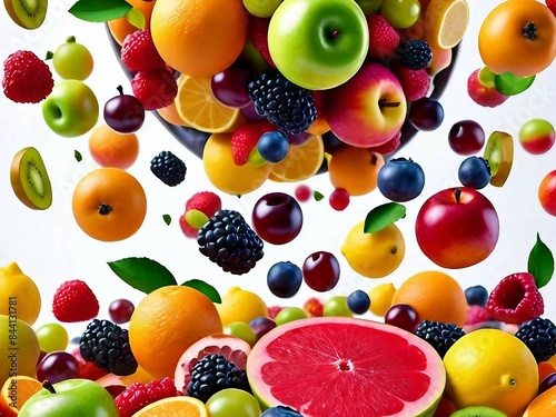 Fruits Falling Stock Photo  Fruit  Flying  Falling  Mixed Fruits  Healthy food  Generated By Ai 