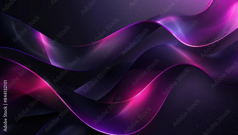Abstract Purple and Pink Waves on a Black Background