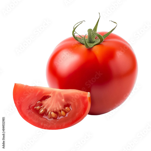 A single plump tomato with a smooth red skin photo