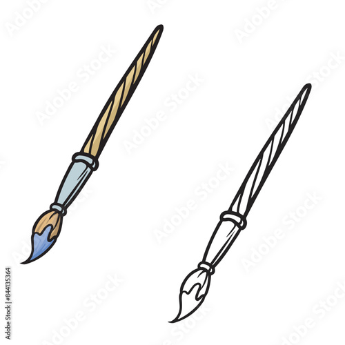 cartoon paintbrush vector illustrations. simple design outline style. easy to edit