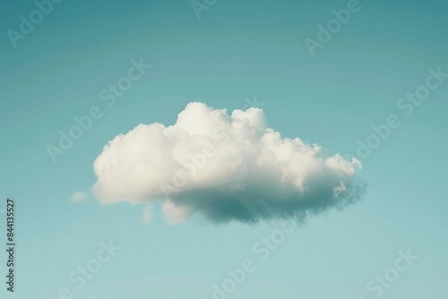 fluffy white cumulus cloud floating in stark white sky minimalist atmospheric isolation
