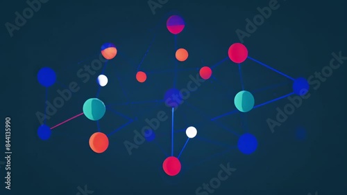 A web of nodes and vertices showcasing the interconnectedness of data points and the algorithms that work to make sense of them.. 2d flat cartoon photo