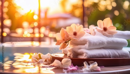 Luxury Lifestyle White Towels with Flowers