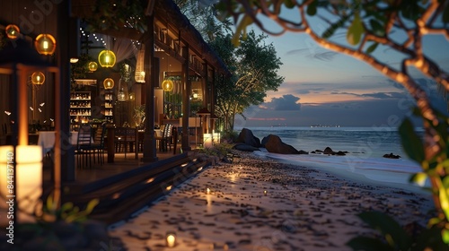 Luxury hotel resort restaurant in the evening © sania