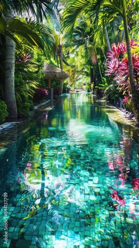 tropical pool in the jungle