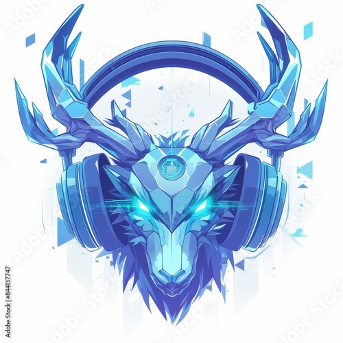 A cyberpunk warrior of the virtual arena, a stylized animal, equipped with headphones and a cyberpunk ensemble, battles for glory in the digital realm photo