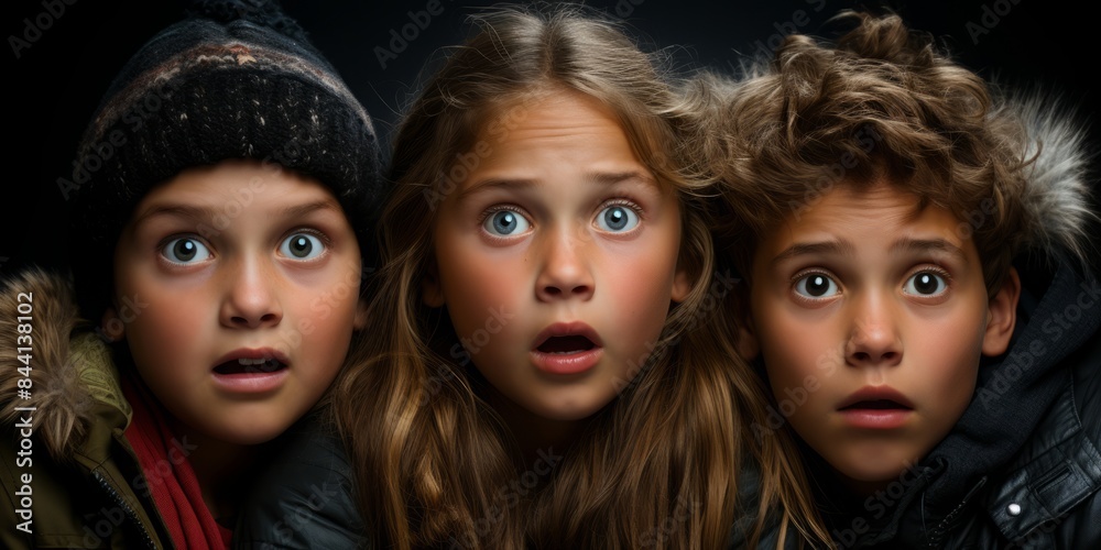 驚く表情の子どもたち,Generative AI AI画像