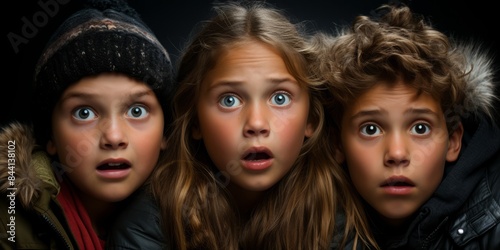 驚く表情の子どもたち,Generative AI AI画像