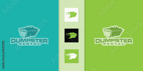 collection of vector logo designs for dumpster rental or dumpster removal and cleaning concept. Trash can company logo design template