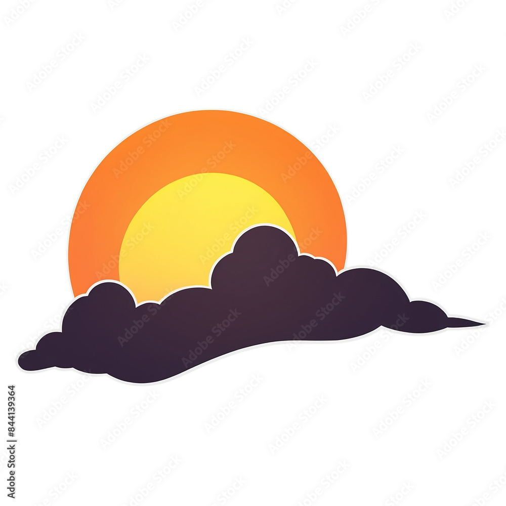 Sunset cute sticker isolated on transparent background Sunset cute sticker isolated on transparent background