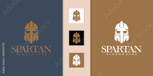 Luxury Spartan warrior helmet logo collection, Elite Warrior logo template design. soldier costume