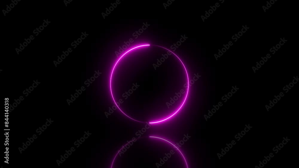 Abstract glowing neon circle frame animation on black background. Abstract glowing neon circle frame animation on black background.