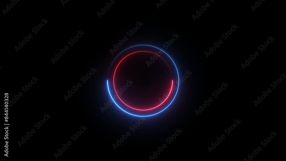Abstract Neon effect circle frame animation and Glowing neon moving circle pattern with seamless loop line.