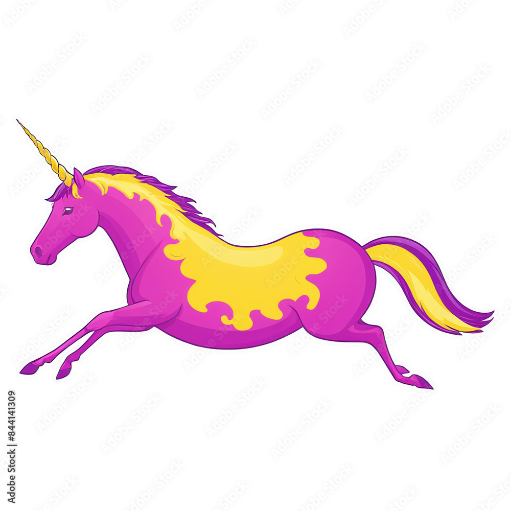 Fototapeta premium Unicorn cute sticker isolated on transparent background