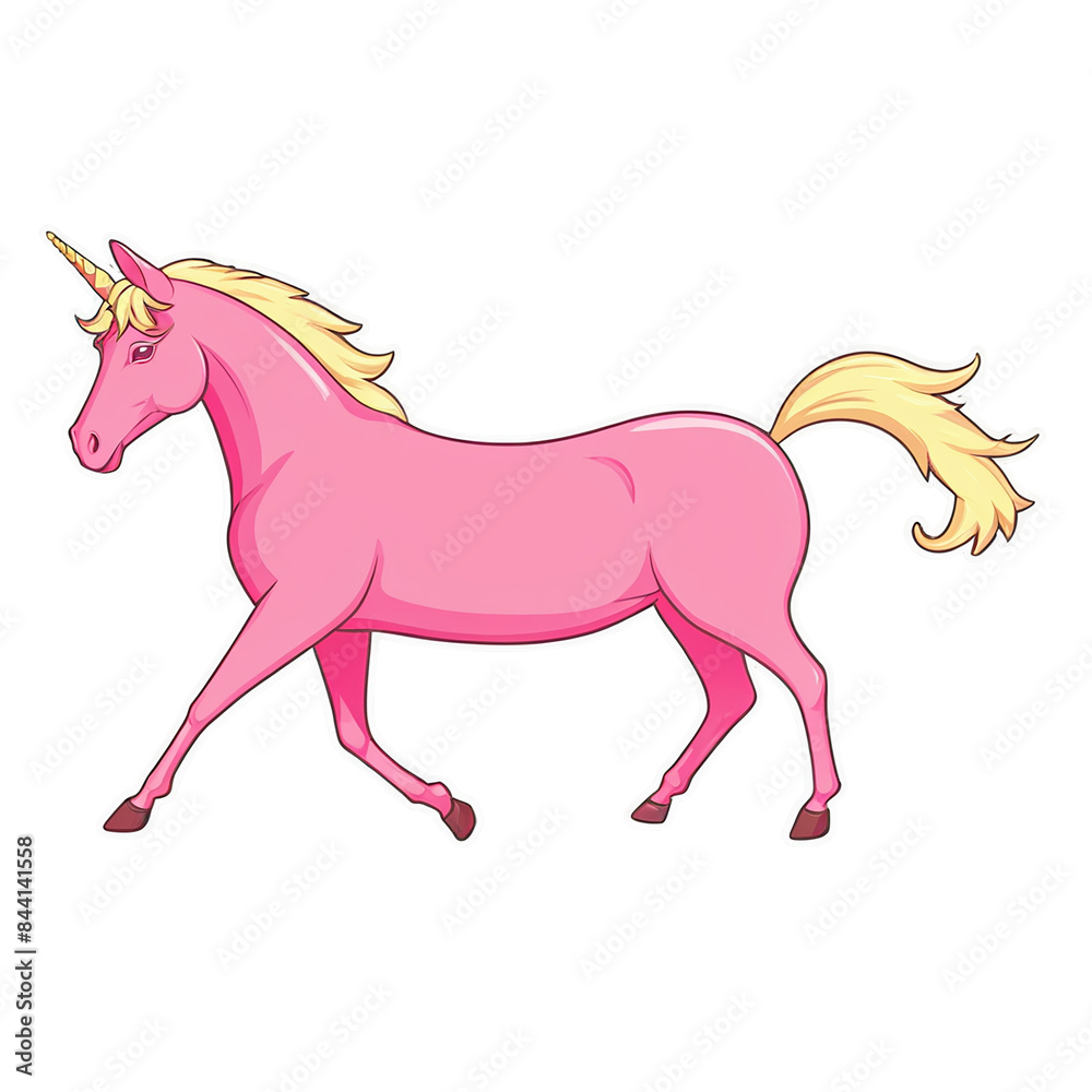Fototapeta premium Unicorn cute sticker isolated on transparent background