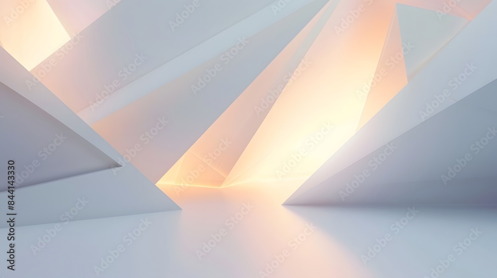 Obraz premium Minimal geometric white light background abstract design.