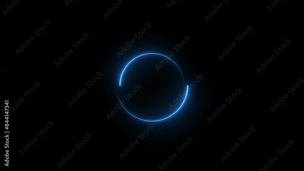 Abstract neon circle frame animation and seamless loop circle on black background. Abstract neon circle frame animation and seamless loop circle on black background.