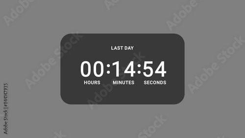 15 minutes countdown animation| 15 min, hours, animation white text digital clock 