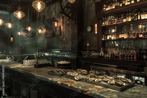 Oyster bar with various types photo