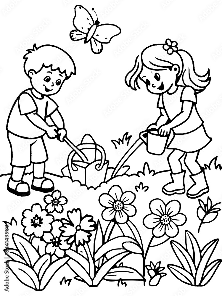 Children Gardening Coloring Page
Children Gardening Coloring Page