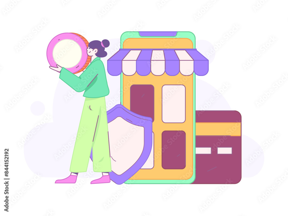 Online shopping payment security character flat vector concept operation hand drawn illustration
Online shopping payment security character flat vector concept operation hand drawn illustration