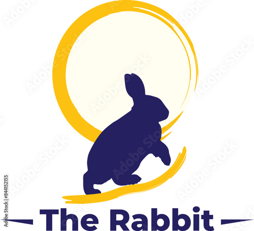 Beautiful logo illustration of rabbit silhouette and plant-eating animal illustration