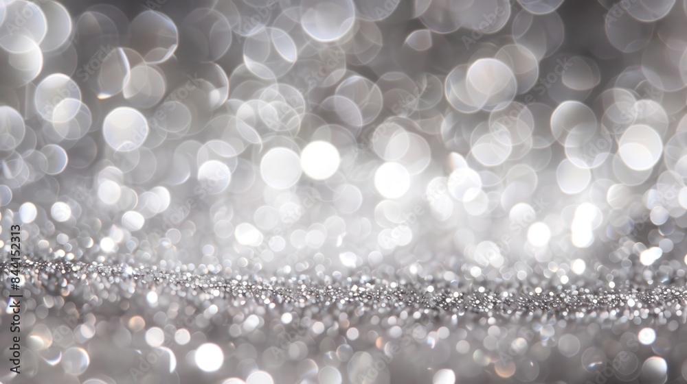 Abstract silver bokeh background with shimmering light spots and glittering particles, perfect for festive and glamorous designs. Abstract silver bokeh background with shimmering light spots and glittering particles, perfect for festive and glamorous designs.