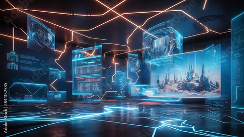 Wallpaper Mural Digital backdround ideal for technological operations, neural networks, AI, data transmission and encryption, digital archives, audio and visual representations, scientific research
 Torontodigital.ca