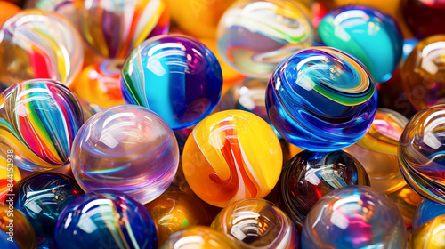 Colorful Glass Marbles Close-Up