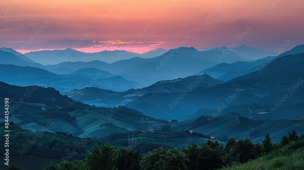 Obraz premium Summer sunset scenery of the Apennine mountain range