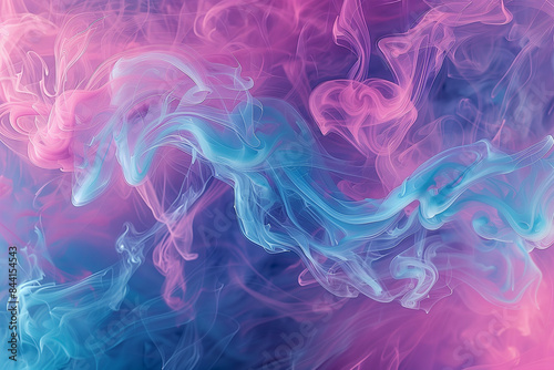 Ethereal Smoke Dance: A Mesmerizing Abstract Artwork Capturing Fluid Movements in Shades of Pink, Purple, and Blue