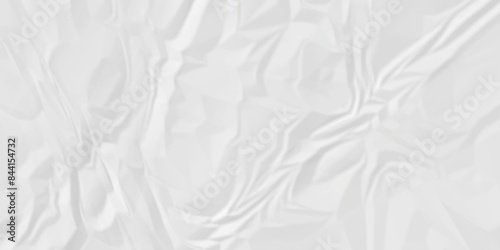 White wrinkly backdrop paper background. panorama grunge wrinkly paper texture background, crumpled pattern texture. paper crumpled texture. white fabric crushed textured crumpled.